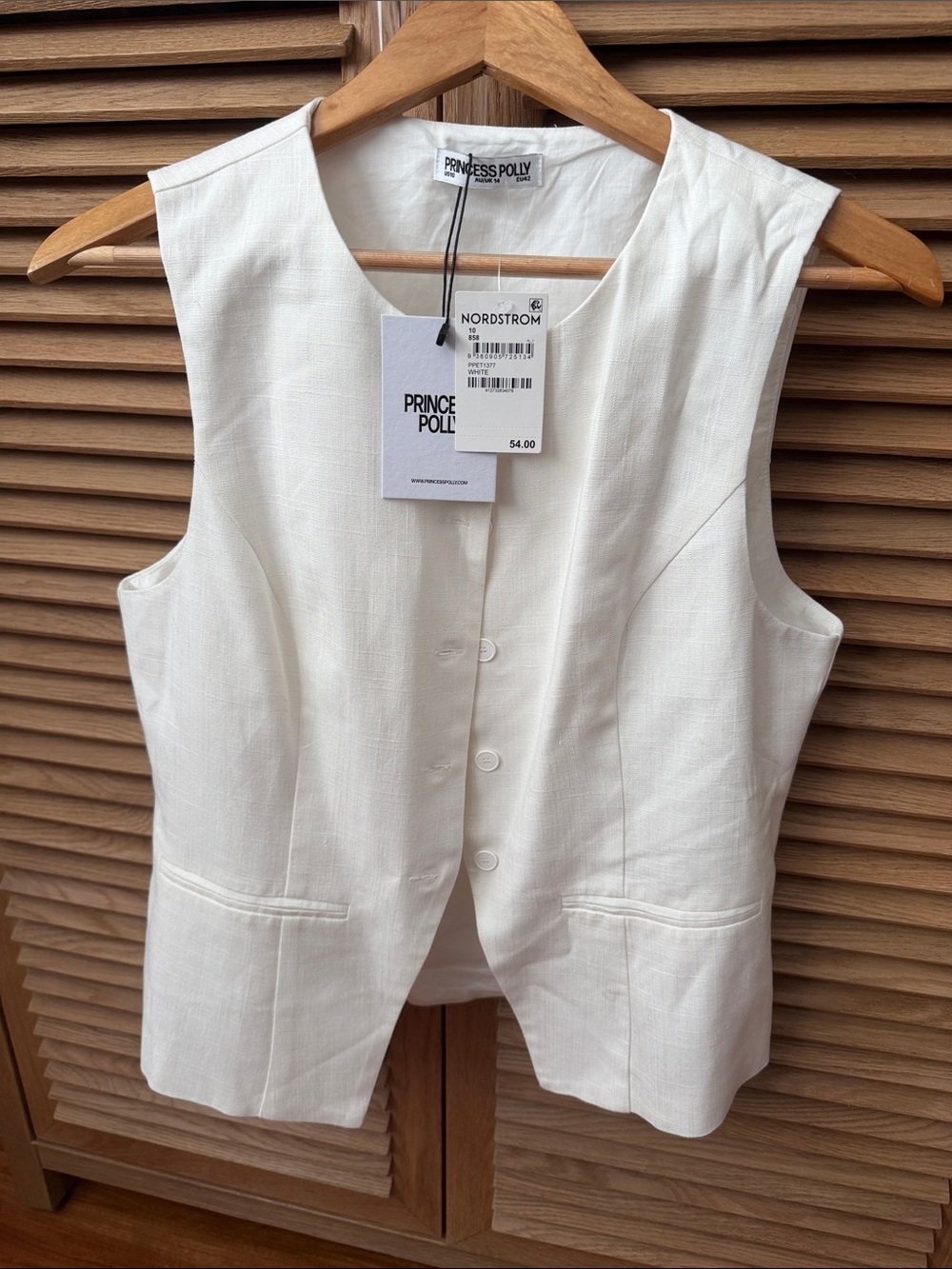 Princess Polly White Sleeveless Tailored Blazer Vest